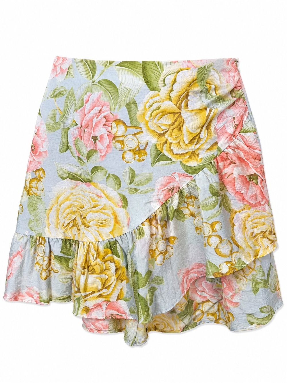 Express Floral Asymmetric Ruffle Mini Skirt 6 Cottagecore Coquette Fairy